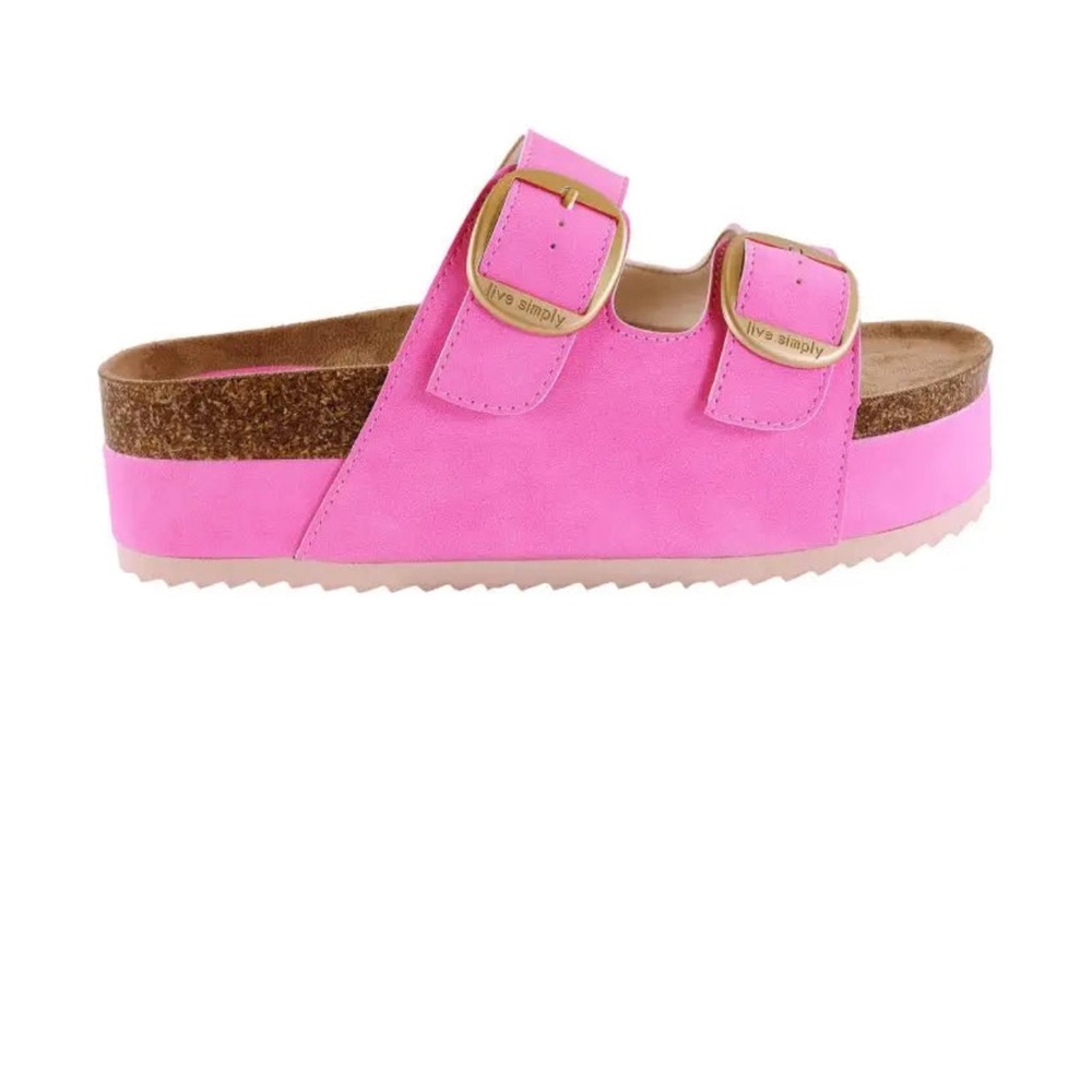 Simply Southern Double Buckle Platform Sandals – Hot Pink